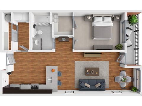 Floor plan for 1 bed, 1 bath, 810 sqft
